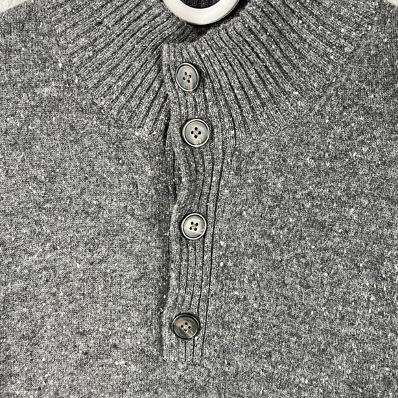 Neiman Marcus Cashmere Sweater Mens Large Gray Donegal Fleck Button Mock Neck L - Picture 3 of 14